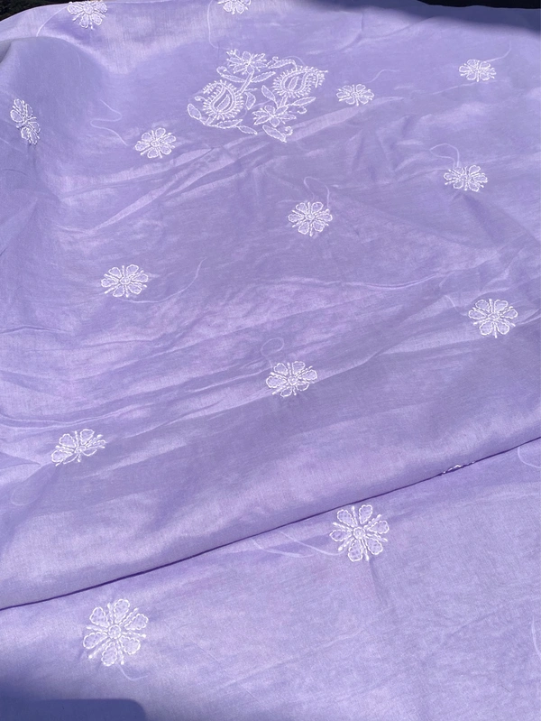 Traditional Purple Chikankari Jaalwork Unstiched Dress - Purple