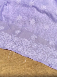 Traditional Purple Chikankari Jaalwork Unstiched Dress - Purple