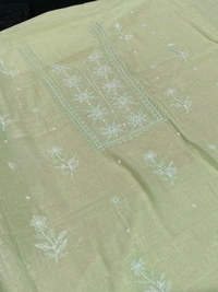 Noor-e-Mulmul Pista Green Chikankari Unstiched Set - Pista Green