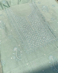 Noor-e-mulmul Mint Green Unstitched Chikankari Set - Mint Green