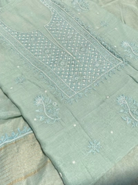 Noor-e-mulmul Mint Green Unstitched Chikankari Set - Mint Green