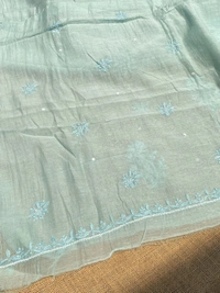 Noor-e-mulmul Mint Green Unstitched Chikankari Set - Mint Green