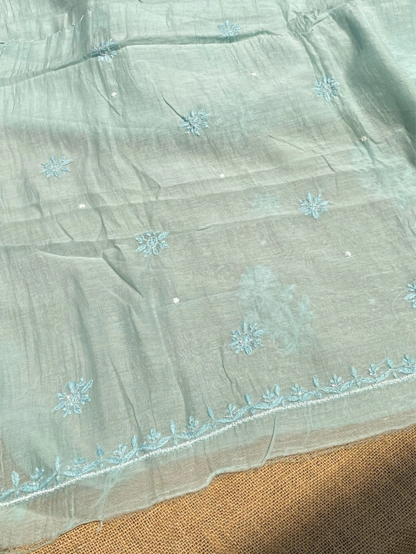 Noor-e-mulmul Mint Green Unstitched Chikankari Set - Mint Green