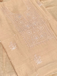 Noor-e-mulmul Beige Unstitched Chikankari Set - Beige