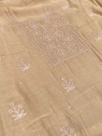 Noor-e-mulmul Beige Unstitched Chikankari Set - Beige