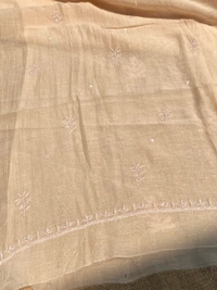 Noor-e-mulmul Beige Unstitched Chikankari Set - Beige