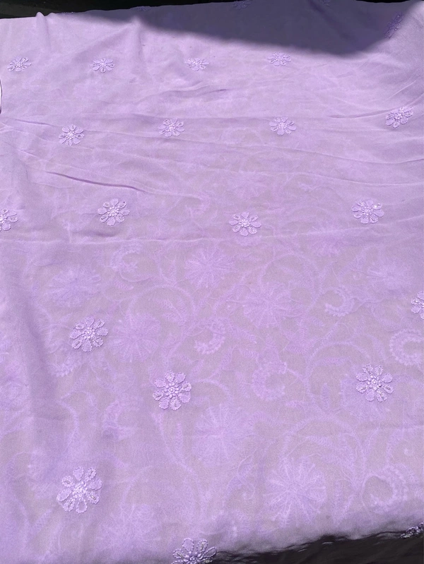 Lilac Chikankari Pure Viscose Unstiched Kurta Dupatta - Lilac