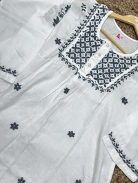 Chikankari White/Grey Coord Set - White, L(40)