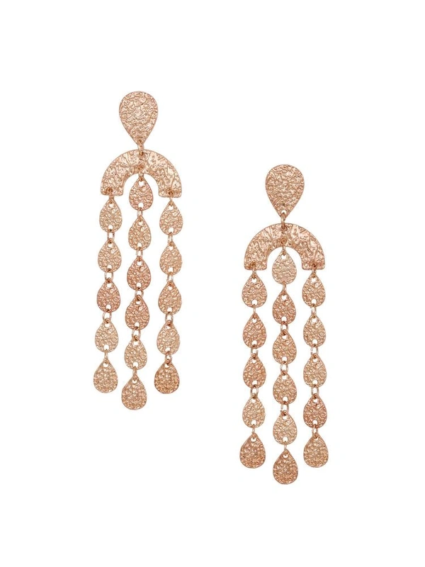 Glevcare Women Aurora Gleam Textured Gold Cascade Danglers Earrings - Pirate Gold
