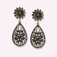 Glevcare Womens Intricate Daisy Teardrop Drop Earrings - Gold - Bourbon
