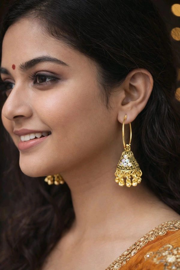 Glevcare Latest Design New Jhumki Earring - Golden Tainoi