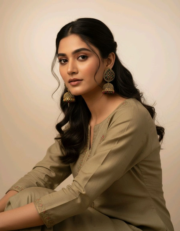 Glevcare Premium Ethnic Kundan Jhumka Earrings with Pearl Detailing - Cyprus