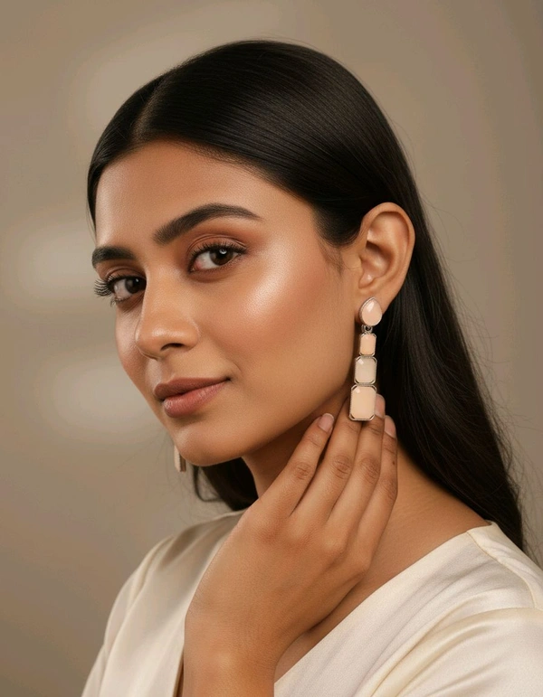 Glevcare Premium Quality Geometric Fashion Earrings - Peach