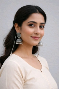 Glevcare Oxidized Silver Traditional Jhumka Earrings with Elegant Ear Chain for Women - Silver