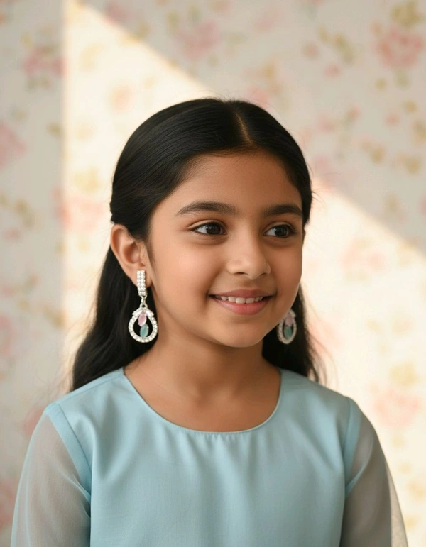 Glevcare Premium Crystal Teardrop Earrings for Girls | Party & Festive Wear - Silver