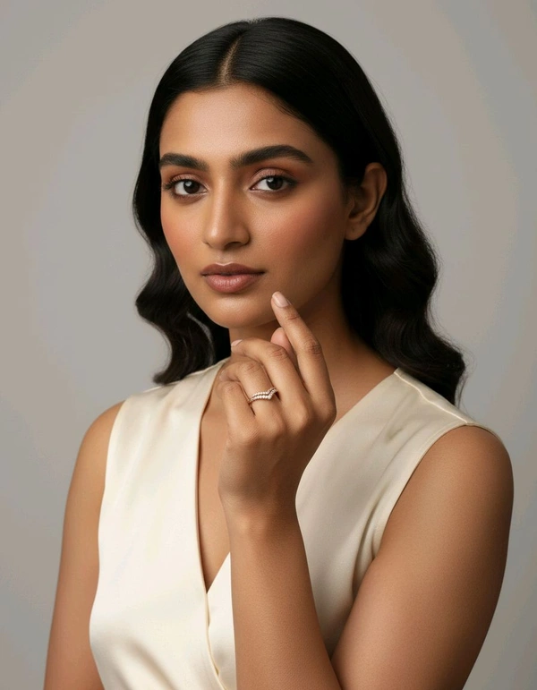 Glevcare Premium Diamond Ring for Women | Stylish Gold Ring for Engagement & Party Wear - Raw Sienna, Adjustable