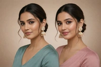 Glevcare Traditional Gold Plated Kundan Jhumka Earrings for Women | Ethnic Indian Bridal Jewelry - Tangerine