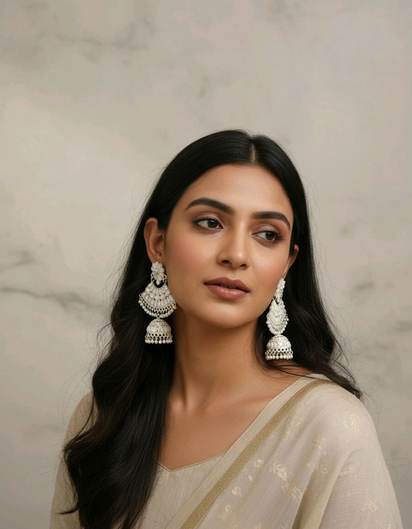 Glevcare Elegant White Pearl Jhumka Earrings for Women | Traditional Bridal, Wedding & Festive Ethnic Jewellery