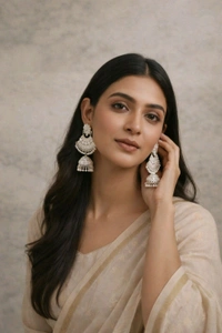 Glevcare Elegant White Pearl Jhumka Earrings for Women | Traditional Bridal, Wedding & Festive Ethnic Jewellery