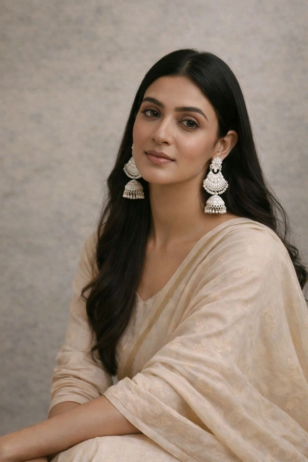 Glevcare Elegant White Pearl Jhumka Earrings for Women | Traditional Bridal, Wedding & Festive Ethnic Jewellery