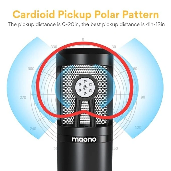 MAONO Au-Pm360Tr Trs Condenser USB Mic For Pc And Youtube Recording, Podcast Microphone For Gaming, Studio, Vlogging, Black - Black