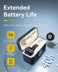 HollyView by Hollyland Hollyland Lark M2 Wireless Lavalier Microphone for iPhone/Android/Camera/PC/Laptop with Lightning/USB-C/Plug, 48KHz 24Bit, 1000ft Range, Noise Cancellation, 30H Battery for Video Recording, Streaming - Black