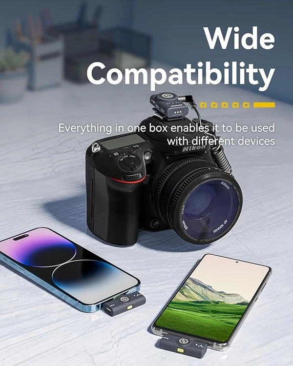 HollyView by Hollyland Hollyland Lark M2 Wireless Lavalier Microphone for iPhone/Android/Camera/PC/Laptop with Lightning/USB-C/Plug, 48KHz 24Bit, 1000ft Range, Noise Cancellation, 30H Battery for Video Recording, Streaming - Black