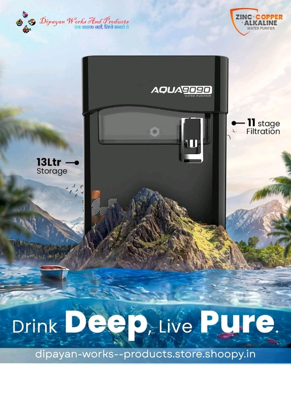 AQUA 9090 RO WATER PURIFIER | RO+COPPER, ALKALINE B12 & ZINC+ UV+ UF+ TDS CONTROLLER
