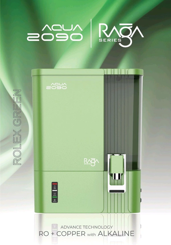 AQUA 2090 RAGA SERIES R.O WATER PURIFIER | RO+COPPER+ALKALINE B12 WITH ZINC + TDS CONTROLLER - ROLEX GREEN