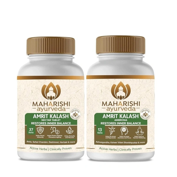 Maharishi Ayurveda Products Pvt Ltd Maharishi Ayurveda Amrit Kalash Sugar Free Tablet Combo Pack | Helps Immunity, Daily Wellness Stress & Anxiety