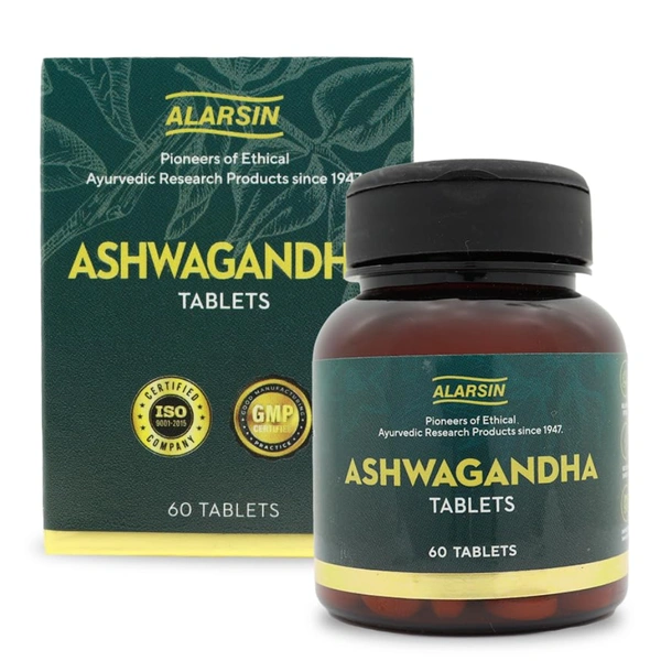 Alarsin Pharmaceuticals Alarsin Ashwagandha Tablets (60Tab) | Herbal Supplement, Energy Boosting, Stress Relief, Adult Unisex Use