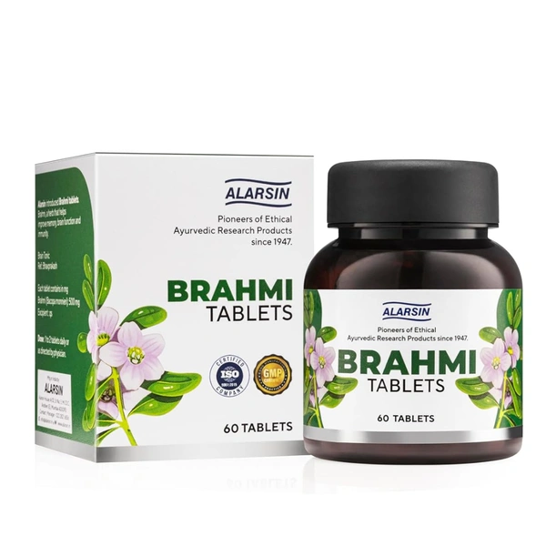 Alarsin Pharmaceuticals Alarsin Brahmi Tablets | Boosts Brain & Body Health (60Tab)