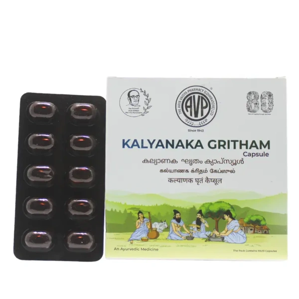 Arya Vaidya Pharmacy (AVP) Kalyanaka Ghritam Capsules (100Caps)