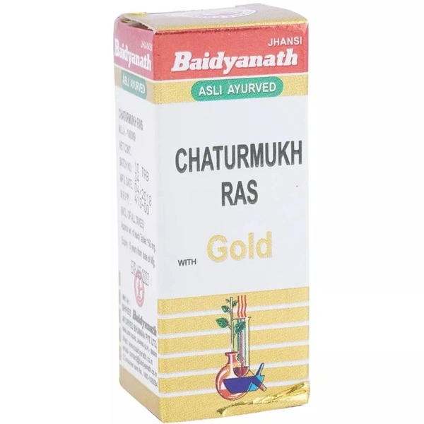 Baidyanath Jhansi Baidyanath Chaturmukh Ras (Swarna Yukta) (10tab) - 10 Tablets