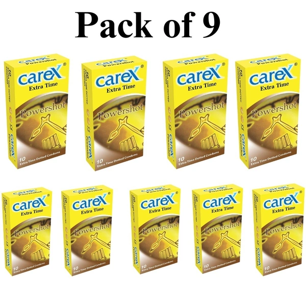 Coral Healthcare Carex Extra Time PowerShot Dotted Condoms (90pcs) - 90 Condoms