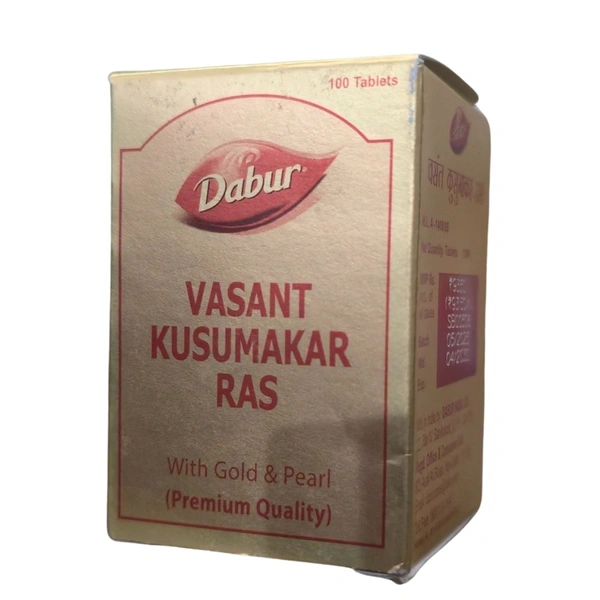 Dabur Vasant Kusumakar Ras with Gold & Pearl Tablet (Fresh Stock) (100tab) - 100 Tablets