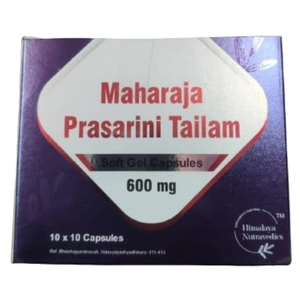 Himalaya Nutravedics India Pvt Ltd Himalaya Nutravedics Maharaja Prasarini 21 Avarti Tailam Soft Gel Capsules 600mg (100Caps)