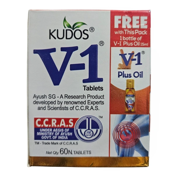 Kudos V1 Tablet (60tab) + V-1 Plus Oil (15ml) Free