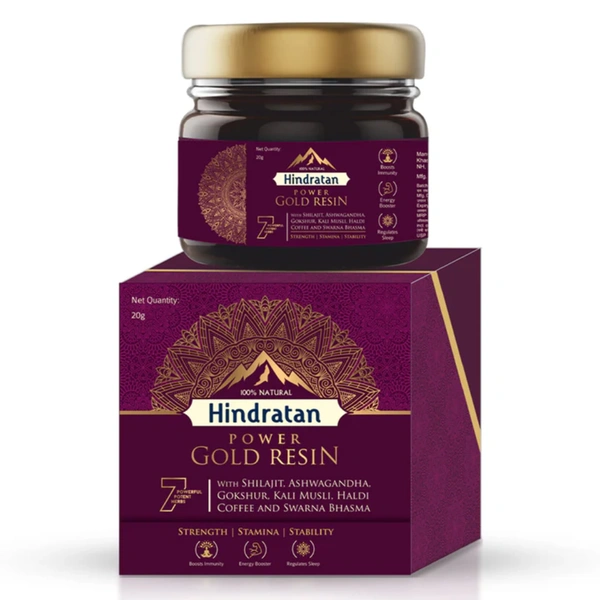 Leeford Healthcare Ltd Leeford Hindratan Power Gold Resin (20g) 100% Pure Shilajit, Ashwagandha, Coffee and Swarna Bhasma | Helps to Boosts Stamina and Energy, Builds Immunity and regulate Sleep