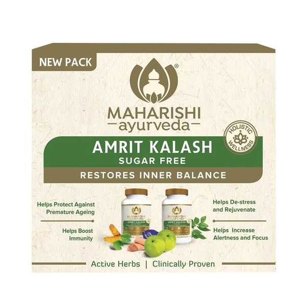 Maharishi Ayurveda Products Pvt Ltd Maharishi Ayurveda Amrit Kalash Sugar Free Tablet Combo Pack | Helps Immunity, Daily Wellness Stress & Anxiety