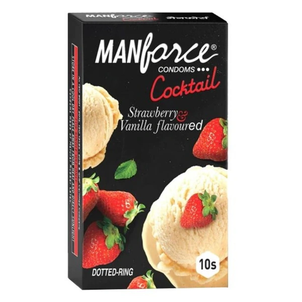 Mankind Pharma Cocktail Strawberry & Vanilla Flavoured Condoms (10 N Condoms)
