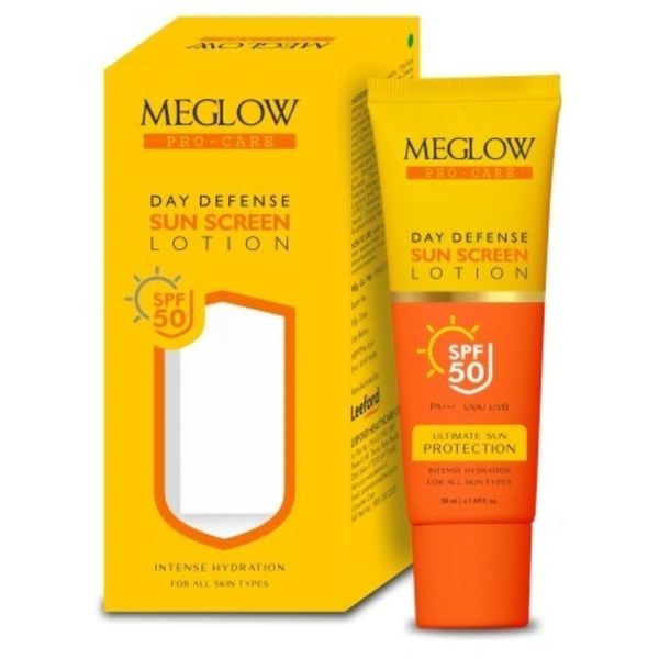 Leeford Meglow Pro-Care SPF 50 PA+++ Sunscreen Lotion | Broad Spectrum | UVA+UVB Protection | For All Skin Types (50ml)