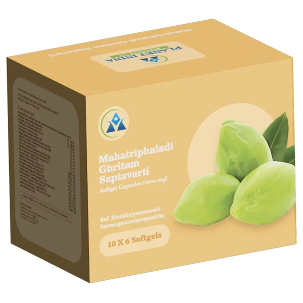Planet India Remedies Pvt. Ltd. Planet India Mahatriphaladi Ghritham Saptavarti Softgel Capsules – 1000mg (60 Caps)