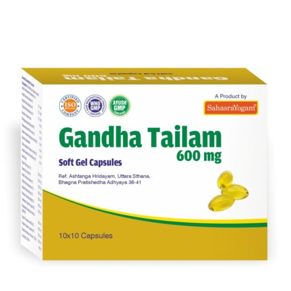 Sahasrayogam  Sahasrayogam Gandha Tailam 600 mg (100caps)