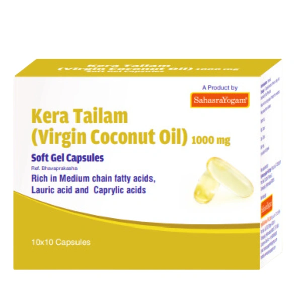 Sahasrayogam Kera Tailam (Virgin Coconut Oil) 1000mg (100caps)