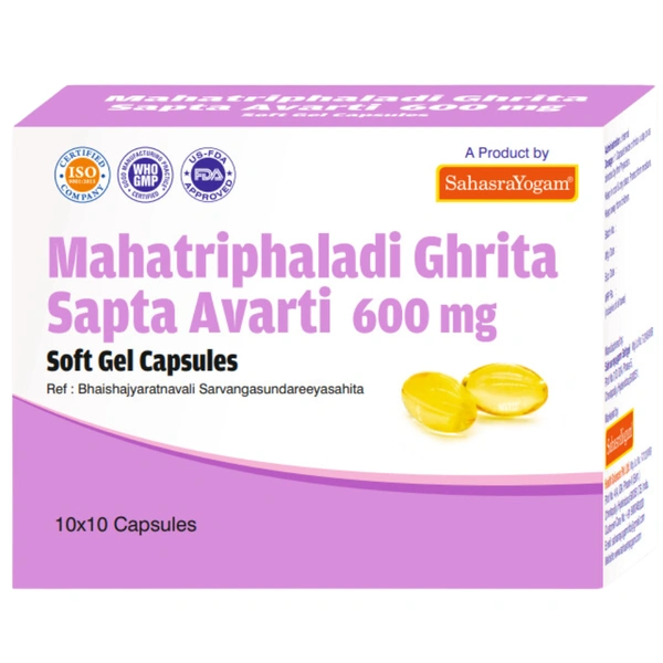 Sahasrayogam Mahatriphaladi Ghrita Sapta Avarti 600mg (100caps)