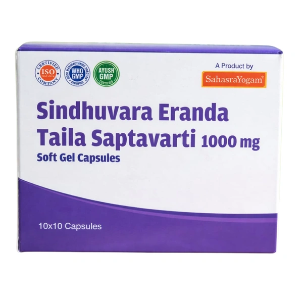 Sahasrayogam Sindhuvara Eranda Taila Saptavarti 1000mg (100caps)