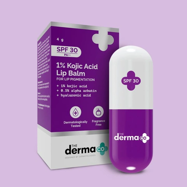 The Derma Co 1% Kojic Acid Lip Balm With Alpha Arbutin & Hyaluronic Acid - 4g