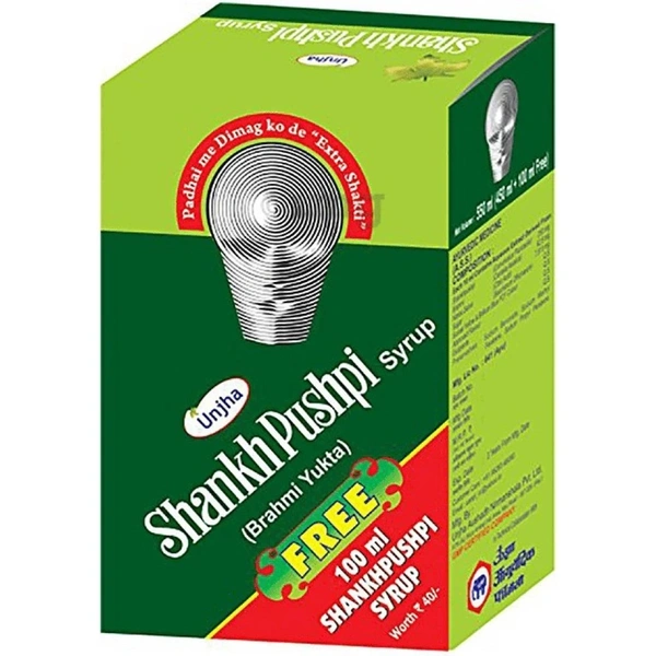 Unjha Ayurvedic Pharmacy Unjha ShankhPushpi Syrup (450ml) with 100ml Syrup Free