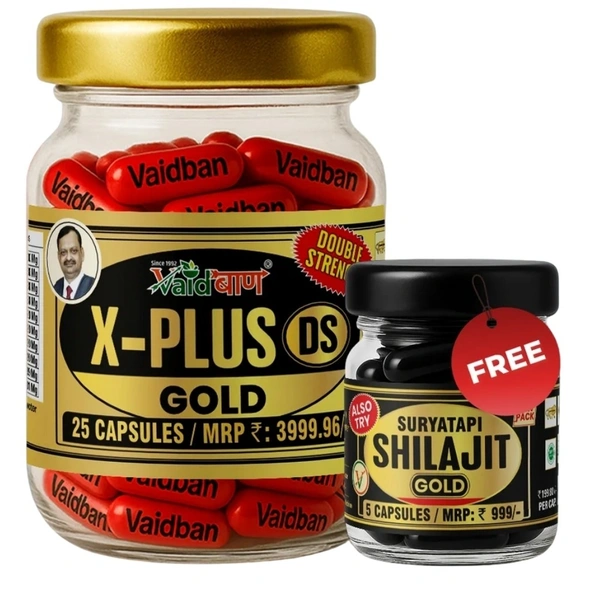 Vaidban Ayurvedic Bhawan Vaidban X Plus Gold Capsule (25Caps) + Suryatapi Shilajit Gold (5Caps) FREE - May-2028